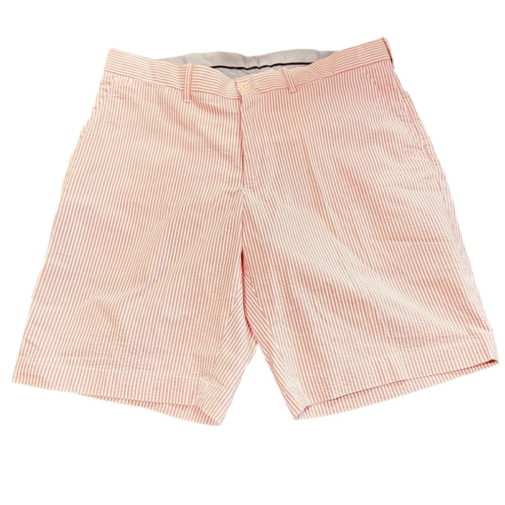 Men's Ralph Lauren Polo Seersucker Golf Shorts Pink White Stripe sz 34